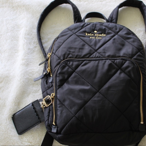 Kate spade quilted black/gold backpack - Picture 1 of 3